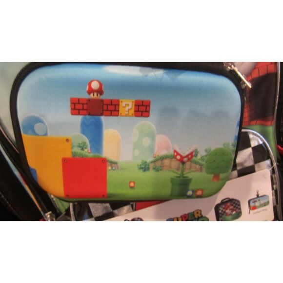 NEW IN PACKING SUPER MARIO 4 PIECE BACKPACK. LUNCH BOX, PENCIL CASE,& LANYARD - Picture 2 of 5